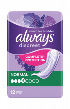 Always discreet Inkontinenz Normal 4 Einlagen, leichte bis mittlere Blasenschwäche, 102g